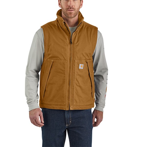 Carhartt Flame Resistant Quick Duck Insulated Vest in Carhartt Brown